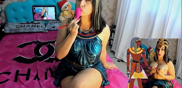  Cosplay Girl Cleopatra Gostosa Gozando gostoso com Lush safada tendo orgasmos